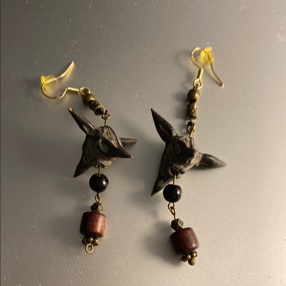 Gold and Brown Dangle Earrings, handmade by artisan! - Picture 2 of 2